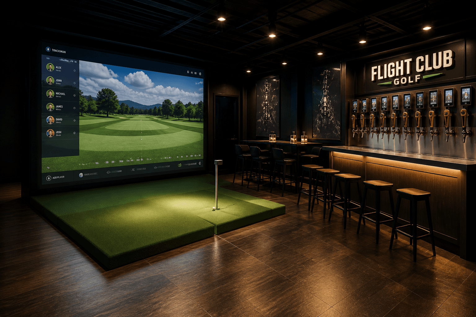 Flight Club Golf simulator bay